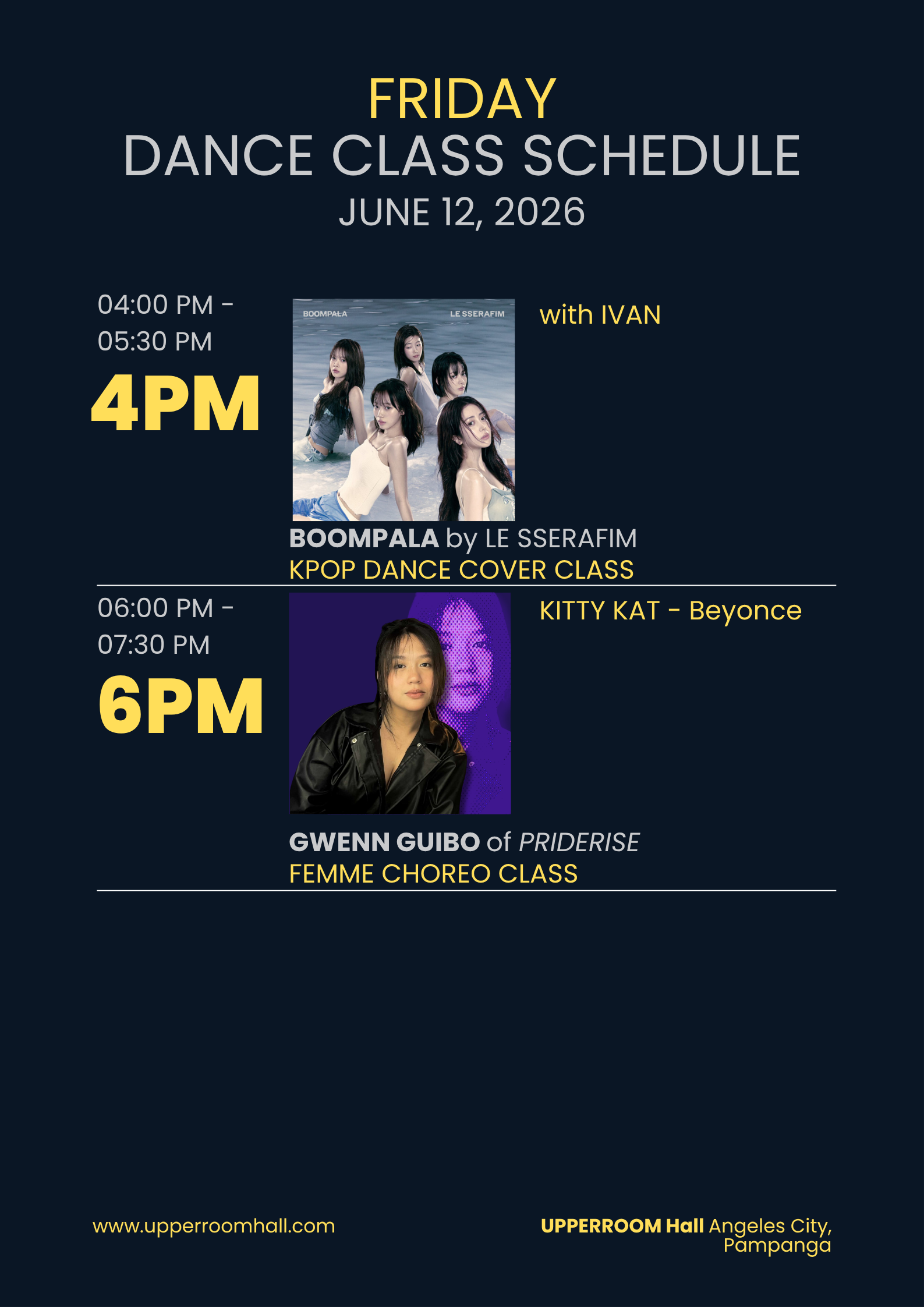 FRIDAY CLASSES: JUNE 12