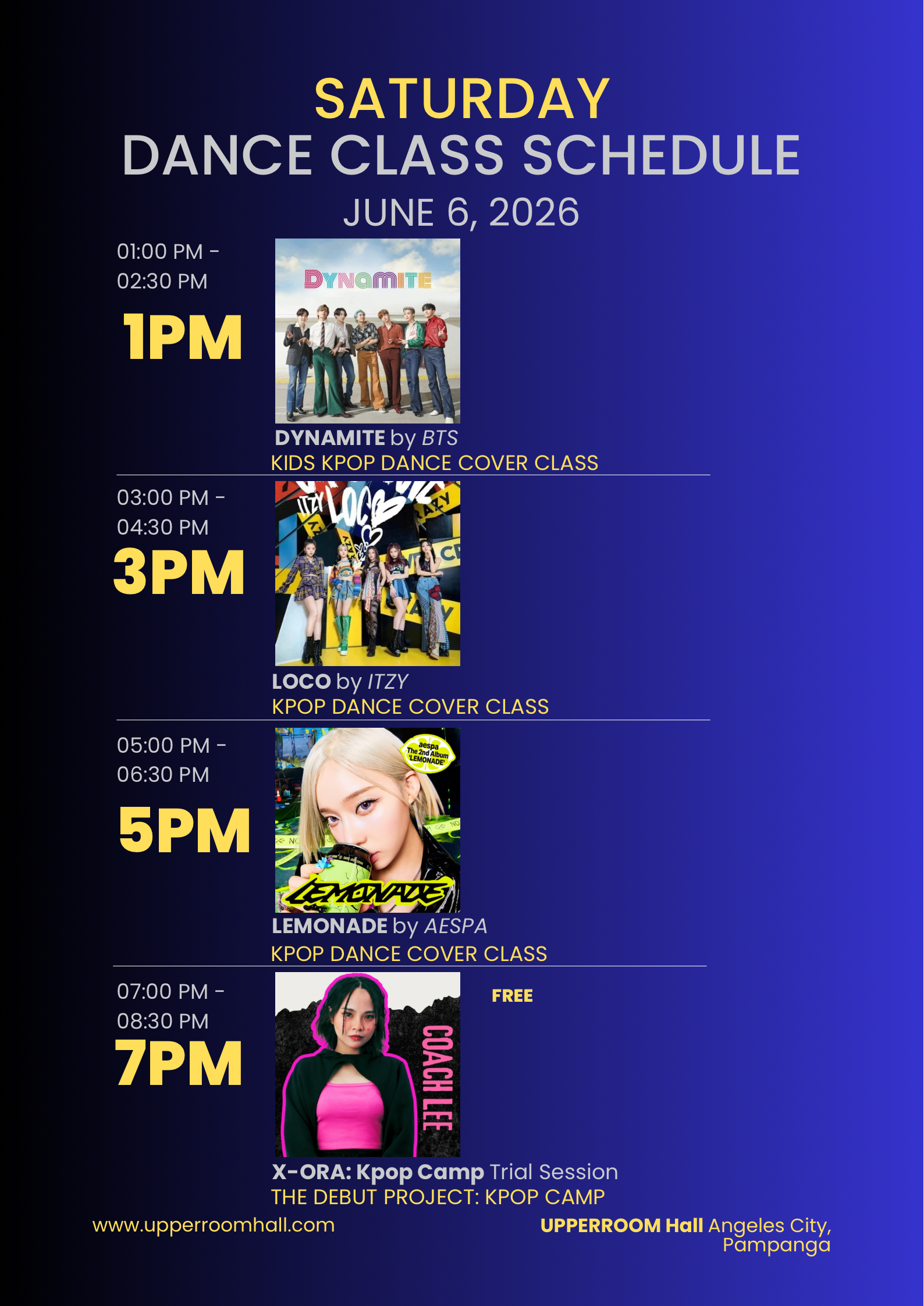 SATURDAY CLASSES: JUNE 6