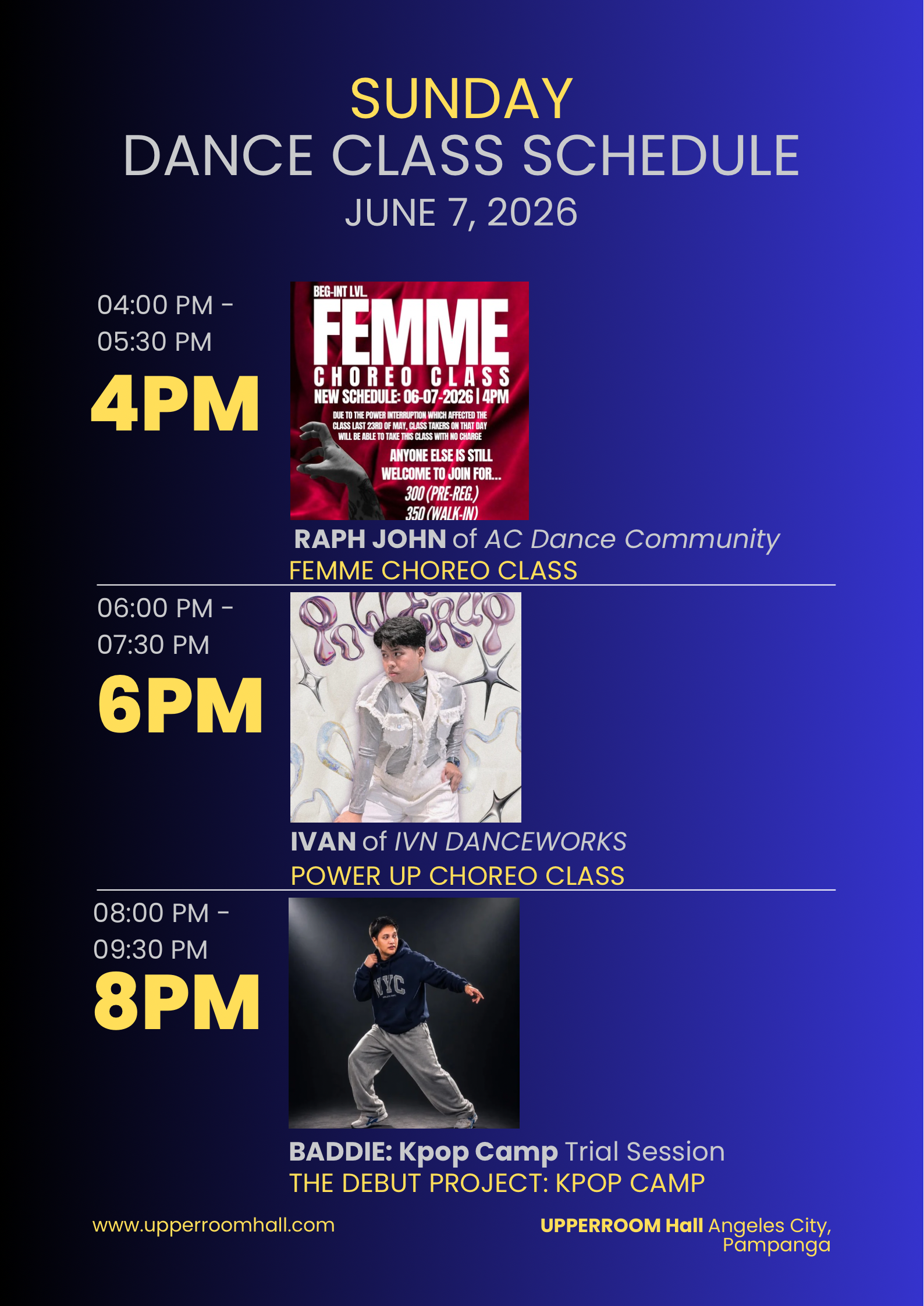 SUNDAY CLASSES: JUNE 7