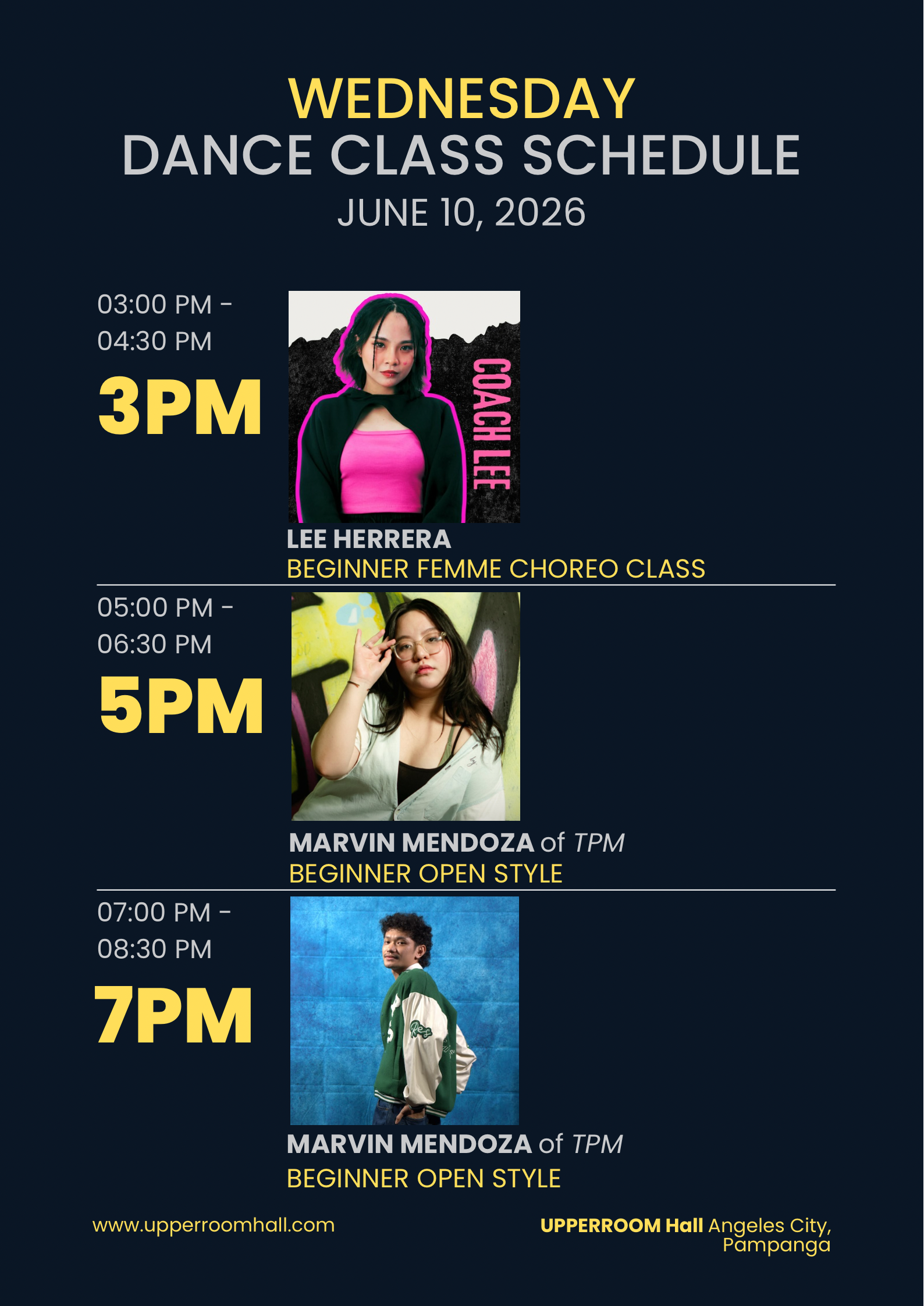 WEDNESDAY CLASSES: JUNE 10
